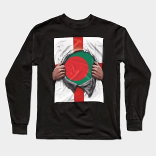 Bangladesh Flag English Flag Ripped Open - Gift for Bengali From Bangladesh Long Sleeve T-Shirt